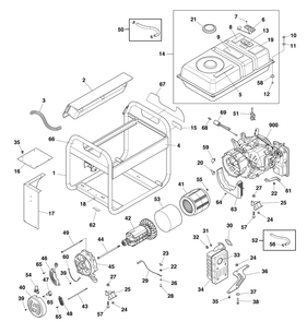 Main Unit Diagram and Parts List for 030748-01  Briggs and Stratton Generator